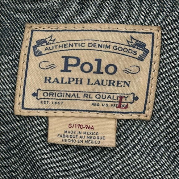 POLO RALPH LAUREN Patched Denim Jacket Sixe Large with Pockets - Picture 5 of 15